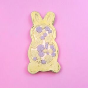 Floral Bunny Decor in Pastel Yellow and Purple